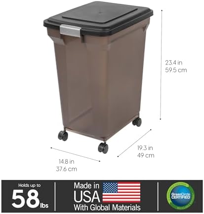 IRIS USA Dog Food Storage Container, Up to 58 lbs, Smoke Black, Made in USA - Image 3