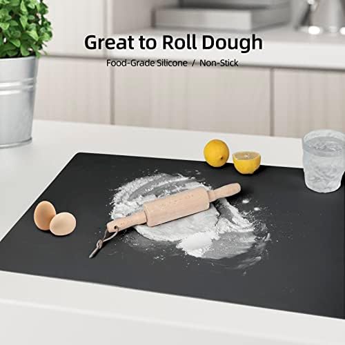 2 Pack Silicone Mats for Kitchen Counter, Treerit 23.62" x 15.75" Thick Large Silicone Mat, Nonskid Heat Resistant Countertop Protector, Easy to Clean, Black - Image 5