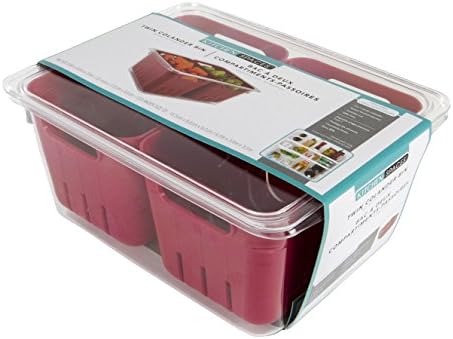 Kitchen Spaces Twin Colander Food Storage Container, Strainer and Fridge Organizer Bin for Fruits and Veggies, Stackable, BPA-Free by KitchenSpaces