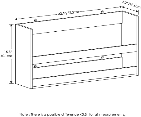 Furinno HERMITE Floating Nursery Book Shelves for Wall, White - Image 3