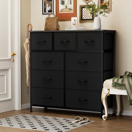 OLIXIS 9 Drawer Black Dresser for Bedroom, Closet Organizer Storage Tower - Image 2
