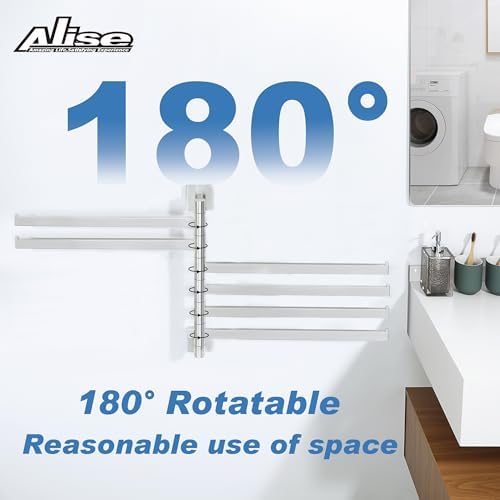 Alise 6 Arm Swivel Towel Rack, Swivel Towel Bar Brushed Nickel, 13.6 Inch - Image 4