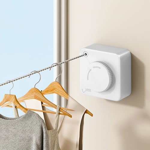 Retractable Clothesline Indoor Outdoor 16.2Ft Non-Sag(1, White) by UpChoNice
