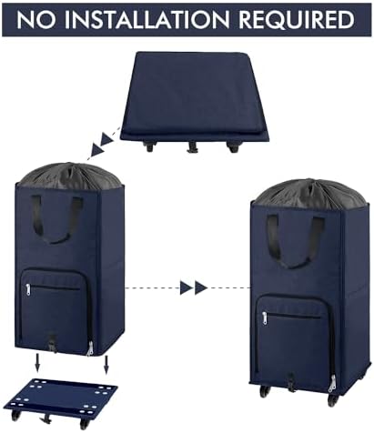 Bukere Large Rolling Laundry Basket, Laundry Hamper with Wheels, 4 Casters and 2 Handles, Collapsible Freestanding Wheeled Laundry Bag for Clothes, Apartment, College - Image 6