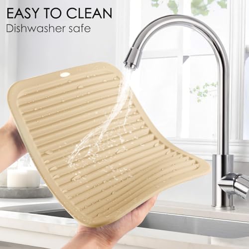 QPIX DIGITAL 4 Pack Beige Silicone Trivets For Hot Dishes, Large And Heat Resistant Silicone Pot Holder Hot Pads For Kitchen, 9x12 Trivet Mat For Hot Pots And Pans, Jar Opener, Drying Mat - Image 6