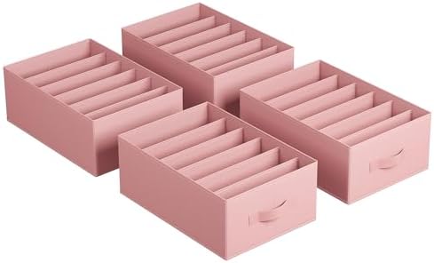 SONGMICS 4 Pack Drawer Clothes Organizers, Large Size 6-Compartment by SONGMICSbySONGMICSHOME
