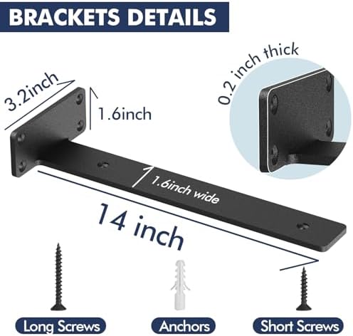 Starunder 14 Inch Floating Shelf Brackets,6 Pack L‑Shape Shelf Supports - Image 5