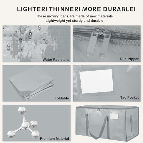 Light GrayMoving Bags 200LB Heavy Duty 8 Pack Storage Bags - Image 4
