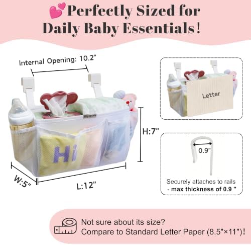 2-Pack Hanging Diaper Organizer for Crib, Playpen, Bassinet & Pack n Play - Image 4