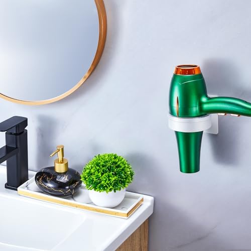 Blow Dryer Holder Wall Mounted, hairdryer holder for bathroom, Blow Dryer Organizer, hair tool organizer wall mount, Adhesive Hair Dryer Storage for Bathroom Barber Shop (White) - Image 3
