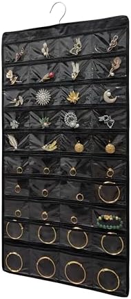 Hanging Jewelry Organizer for Closet Wall Door Double-Sided Jewelry Holder for Earrings, Necklaces, Rings 1 Pcs (Black) by Unknown