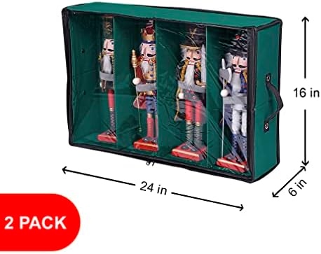 ProPik 2 Pack Christmas Figures Storage Box | Each Holds 4 Holiday Figurines up to 16” | Adjustable Nutcracker Decor Ornament Storage Container | Xmas Decorations Accessories Boxes (Green) - Image 6