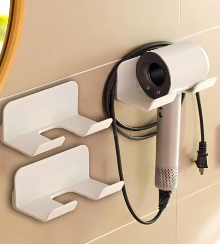 2Pack Hair Dryer Holder with Wire Hook, Self Adhesive Wall Mount by SUPTEC%C2%AE