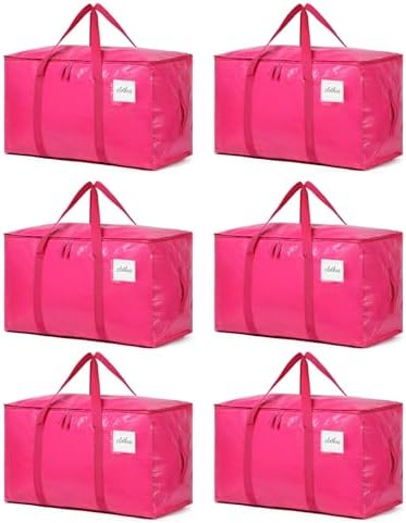 Moving Bags Heavy Duty Hot Pink – Large Packing Bags for Moving, Extra Large Storage Totes with Zippers and Handles by TIIOCTI