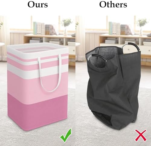 StorageRight Laundry Basket Hamper, 75L Collapsible Clothes Storage, Pink - Image 5