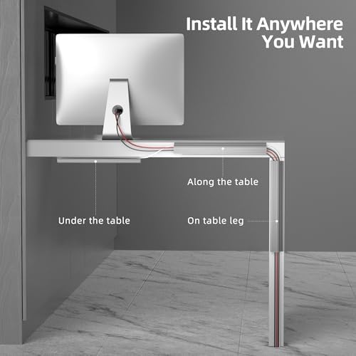 YECAYE 157in Cable Management, Cord Organizer,Easy Install Self-Adhesive Cable Organizer,Cord Management, Desk Wire Holder for Office Organization,Child and Pet Proofing, Grey - Image 3