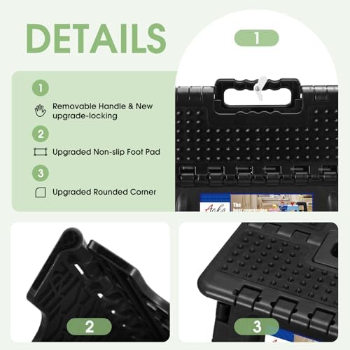 ACKO 17.5" Folding Step Stool, 400 lb Capacity with Safety Lock, Dot Black - Image 3