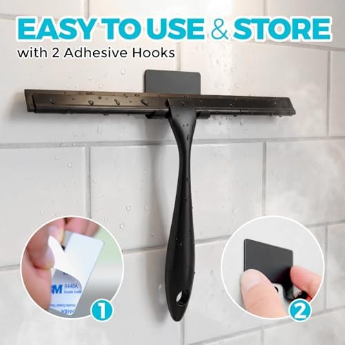 ALFLOD 2pcs Shower Squeegee for Glass Doors with Adhesive Hanging Hook Set - Image 6
