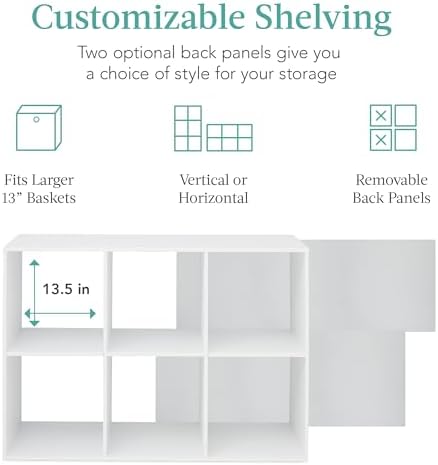 Best Choice Products 6-Cube Storage Organizer, 13.5in Shelf Opening, Bookcase, Display Shelf, Customizable w/ 3 Removable Back Panels – White - Image 3