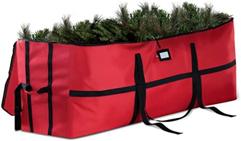 ZOBER Wide Christmas Tree Storage Bag - Maximum Accessibility - Fits 9 Ft Trees - 600D Oxford Fabric Christmas Tree Bag For Storage Box For Xmas - Strong, Durable Straps & Handles - Card Slot - Red by ZOBER