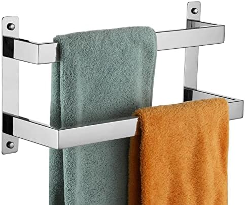KOKOSIRI Towel Bars Hand Towel Holders 16 Inches Chrome Bathroom 2-Tiers Ladder Towel Rails Wall Mounted Towels Shelves Rack Polished Stainless Steel, B5008CH-L16 by KOKOSIRI