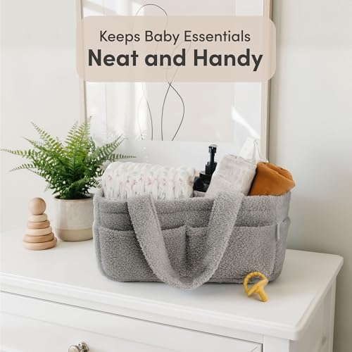 PUTSKA Baby Diaper Caddy Organizer, Nursery Fleece Basket - Image 4