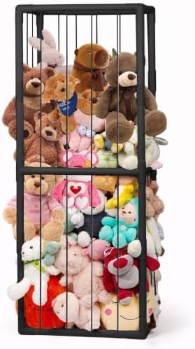 Stuffed Animal Storage, Kids Toy Zoo Storage Organizer with Elastic Band, Thicken PVC Tube Large Stuffed Animals Holder for Nursery Playroom Bedroom Room Furniture Plush Storage(Black) by BomSaluka