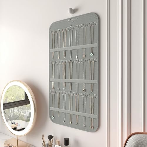 Double-Sided Hanging Jewelry Organizer, 1-Pack, Grey - Image 3