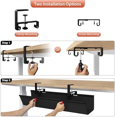 Univivi No Drill Under Desk Cable Management Tray, 28 inch Cable Management - Image 6