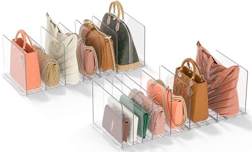 GoMaihe Purse Organizer for Closet: 4 Sets Adjustable Clear Bag Storage by GoMaihe