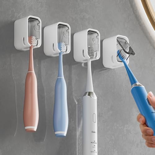 MOPMS Single Slot Toothbrush Holders Wall Mounted with Cover for Bathrooms by MOPMS