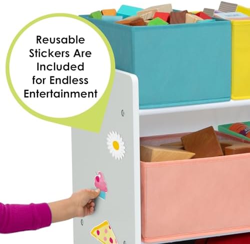Delta Children Deluxe Multi-Bin Toy Organizer with Storage Bins - Greenguard Gold Certified, White with Blue/Orange/Pastel Bins - Image 4