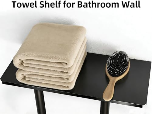 Bethom Towel Racks for Bathroom Wall, Black Small Towel Holder with Hooks - Image 4