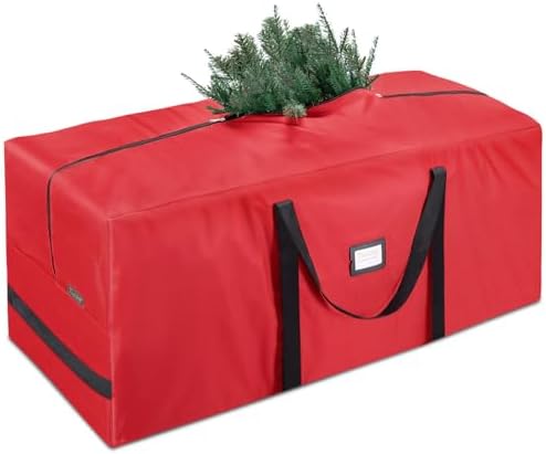 BALEINE 7.5 ft Christmas Tree Storage Bag, Heavy Duty 900D Oxford Fabric with Reinforced Handles and Dual Zippers Wide Opening, Extra Large Storage Container for Trees and Decorations (Red) by BALEINE