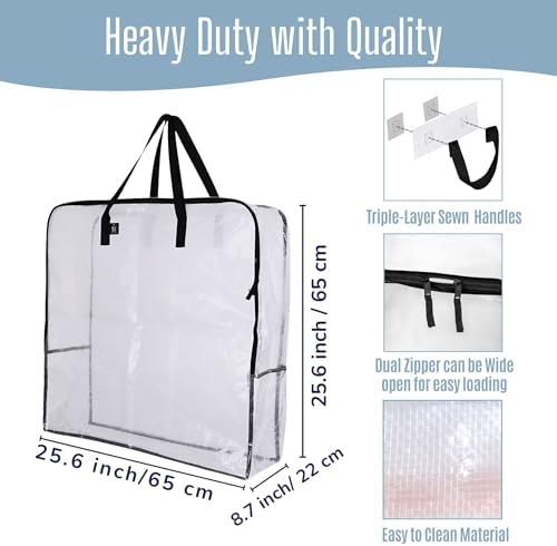 VENO 4 Pack Summer Wreath Storage Bag, Spring, Christmas Decoration Garland Container, 30 Inch Clear Door Wreath Organizers, Moving Boxes, Packing Supplies for College (Square - 4 Pack) - Image 2