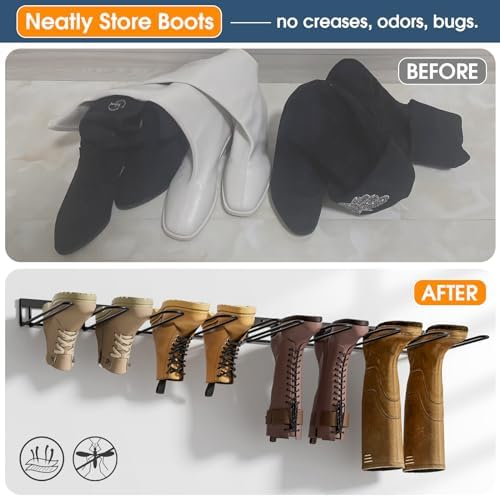 Zacurter Wader Hangers, Metal Wall Mounted Shoe Rack - 4 Pair Boot Organizer for Tall and Cowboy Boots - Entryway and Garage (2 Pack) - Image 3