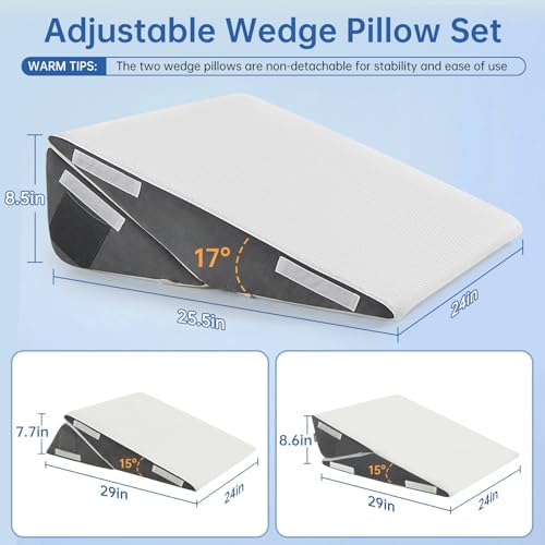 Vekkia 2PCS Wedge Pillow Set for Sleeping After Surgery,Fit for Acid Reflux - Image 2