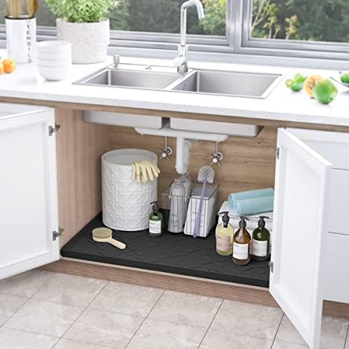 SIKADEER Waterproof Under Sink Mat 22" x 22" Silicone Mat Cabinet Protector - Image 2