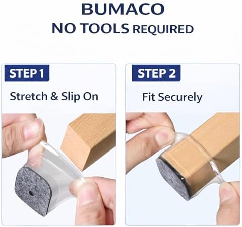 BUMACO Chair Leg Floor Protectors for Hardwood Floors Anti-Scratch 20 Pack - Image 6