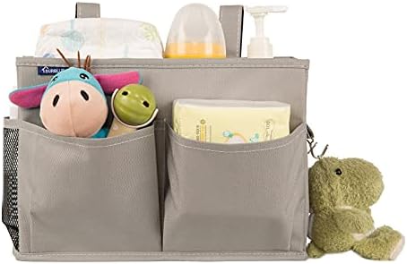 Surblue Bedside Caddy Hanging Bed Organizer Storage Bag Pocket for Bunk and Hospital Beds, College Dorm Rooms Baby Bed Rails,Camp 4 Pockets and 2 Hooks (Gray) - Image 5