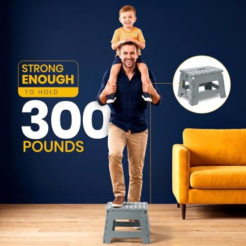 Utopia Home Folding Step Stool 9 Inch, Anti-Slip, Grey, 1-Pack - Image 2