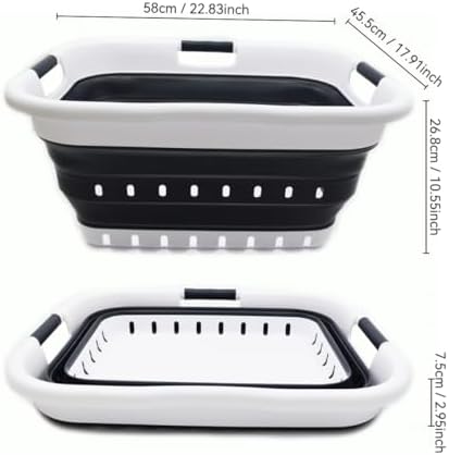 SAMMART 41L (10.8 gallon) Set of 2 Collapsible 3 Handled Plastic Laundry Basket-Foldable Pop Up Storage Container/Organizer-Space Saving Hamper/Basket (2, Black) - Image 5