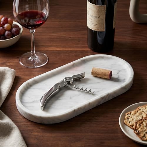 YKAJO Carrara White Gray Oval Marble Tray, 9.8x4.7 Perfume Organizer Dish - Image 6