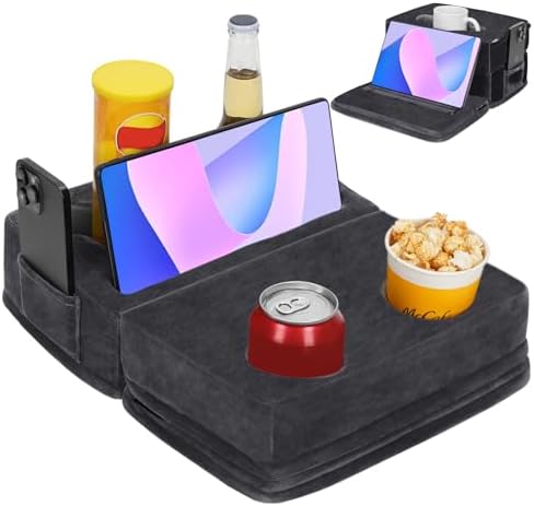 Couch Cup Holder, Large Sofa Organizer Caddy with 6 Holes, Grey by HEALSTOK
