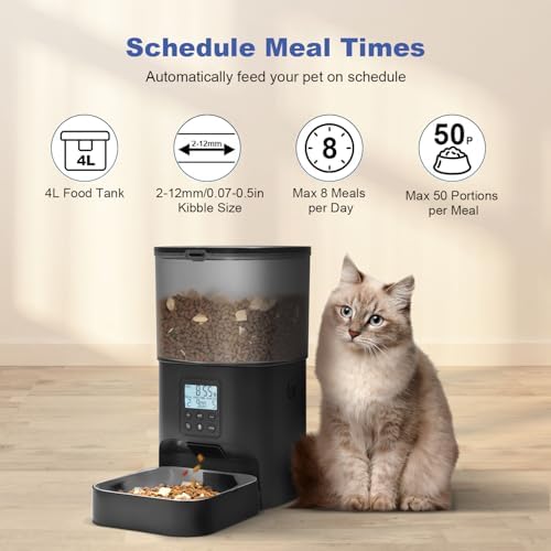 ANDOLL HOME Automatic Cat Feeder,4L Timed Cat＆Dog Dry Food Dispenser - Image 6