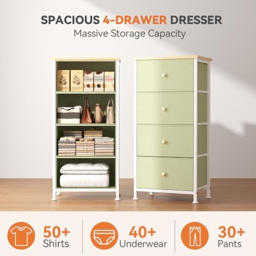 Sweetcrispy Dresser for Bedroom, 4 Drawer Storage Cabinet, Tall Nightstand - Image 4