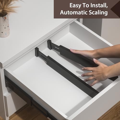 4 Pack Bamboo Drawer Dividers 17-22" Adjustable Kitchen Organizer, Black - Image 7