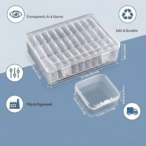 Bead Organizer Box,Mini Clear Plastic Storage Containers Boxes for Bracelet Making DIY Jewelry Craft Nail beads and smll items (white) - Image 2