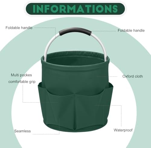 Cleaning Caddy for Cleaning Supplies,17L Cleaning Supply Caddy with Handle Foldable Cleaning Supplies Organizer Bucket Cleaning Products Organizers for Home, Garden (Grass Green) - Image 4