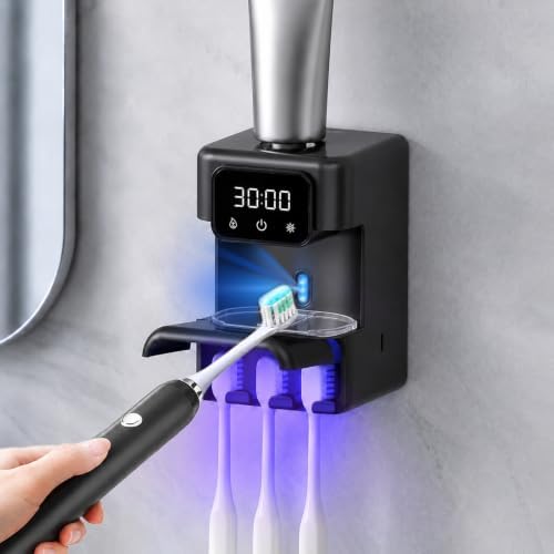 Automatic Toothpaste Dispenser, Wall Mounted Smart Cleaning Toothbrush Holder with 3 Toothpaste Slots, Electric Toothpaste Dispenser for Kids and Adults by Wekity